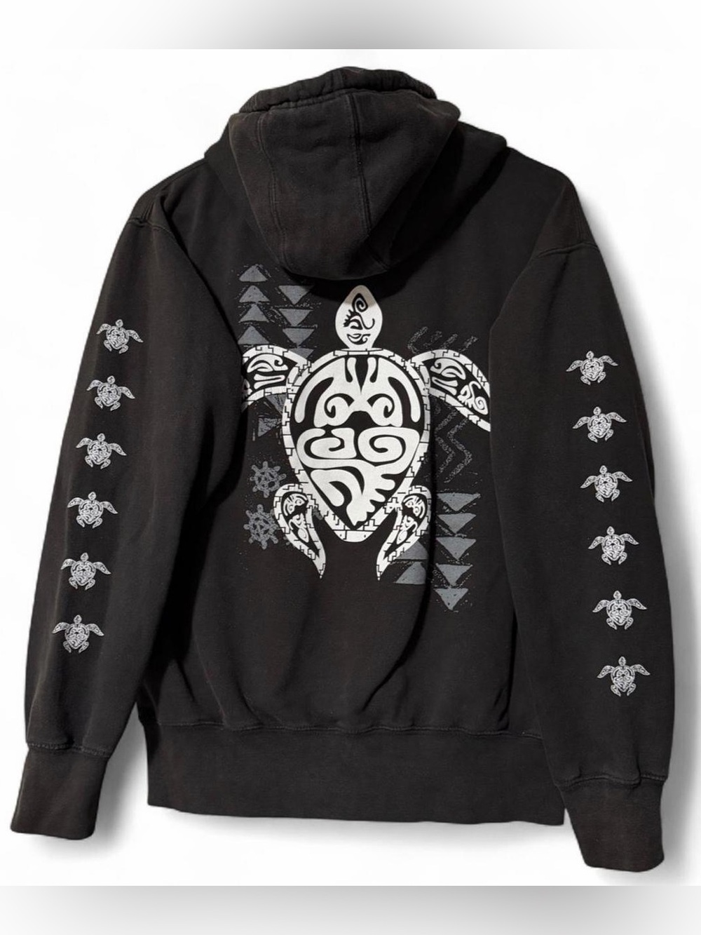 Black hoodie vintage faded turtle graphics medium